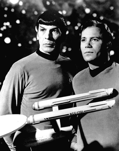 Leonard Nimoy as Spock and William Shatner as Kirk, Star Trek 1968
